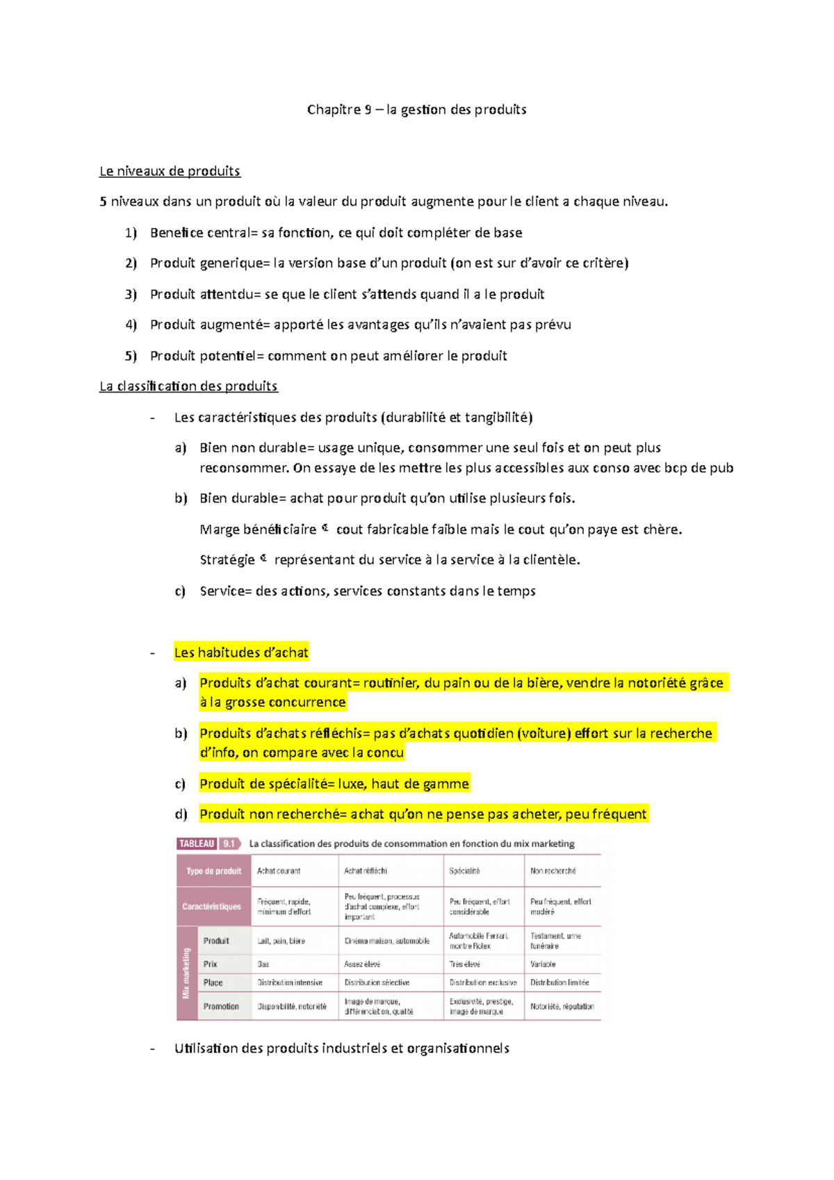 Chapitre 9 la gestion des produits - Chapitre 9 – la gestion des ...