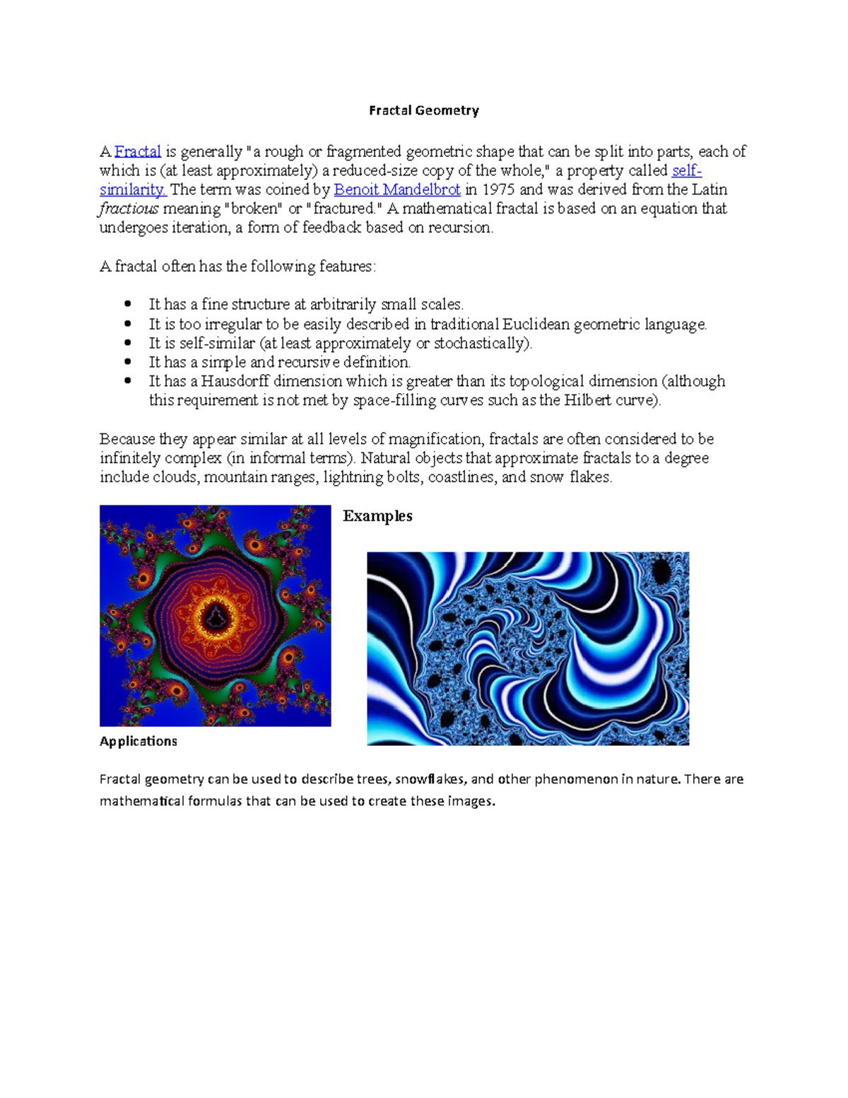 Fractal geometry - N/A - Fractal Geometry A Fractal is generally rough ...