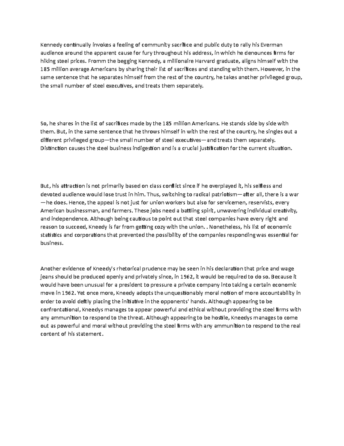 ENG 101: Extra Credit Group Rewrite on Kennedy's Rhetoric - Studocu