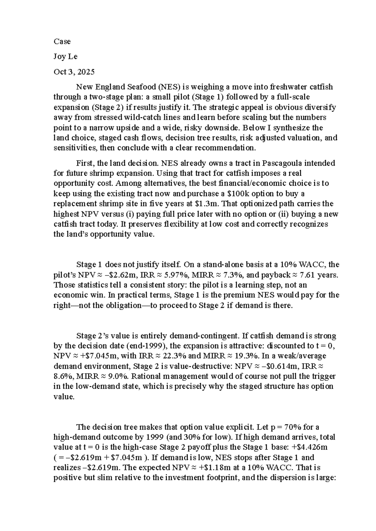 Case Study: NES Freshwater Catfish Strategy Analysis (Oct 3, 2025 ...