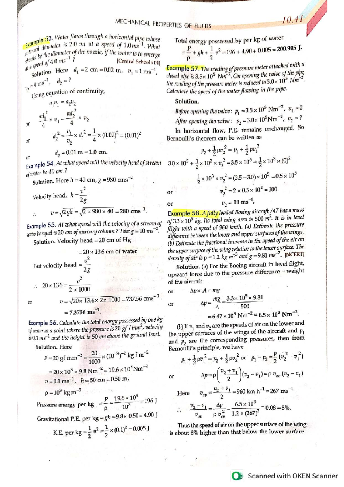 MECHANICAL PROPERTIES OF FLUIDS 10.41: Key Concepts and Examples - Studocu