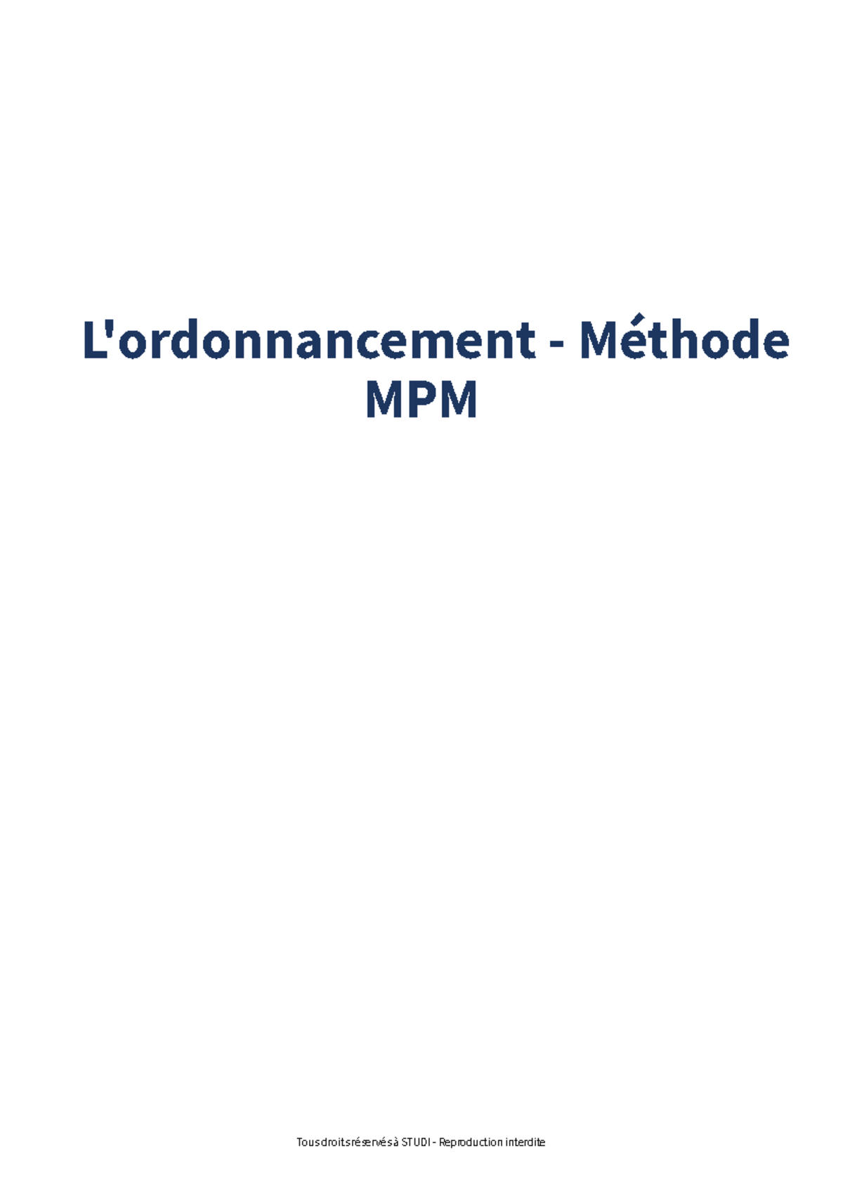 Ordonnancement-methode-mpm - L'ordonnancement - Méthode MPM Table des ...