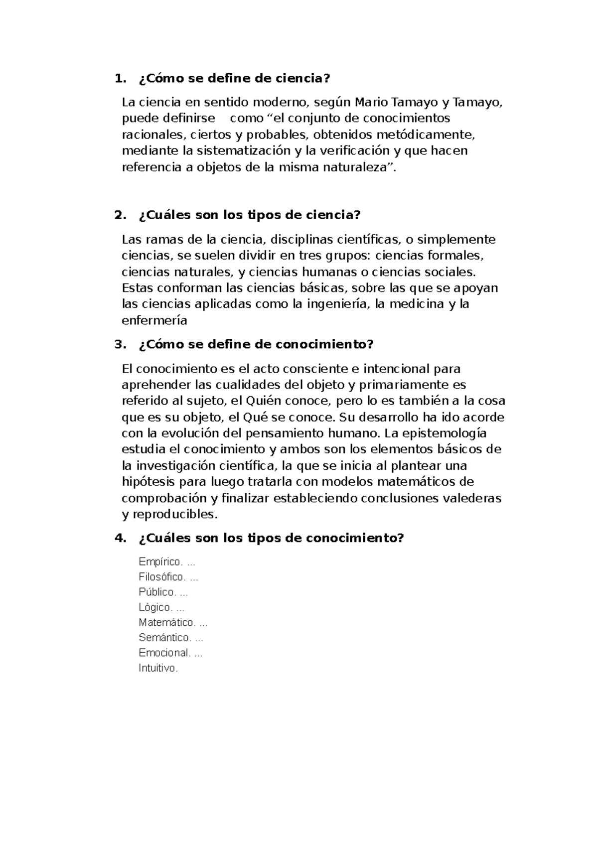 Definición y Tipos de Ciencia: Un Estudio Completo - Studocu