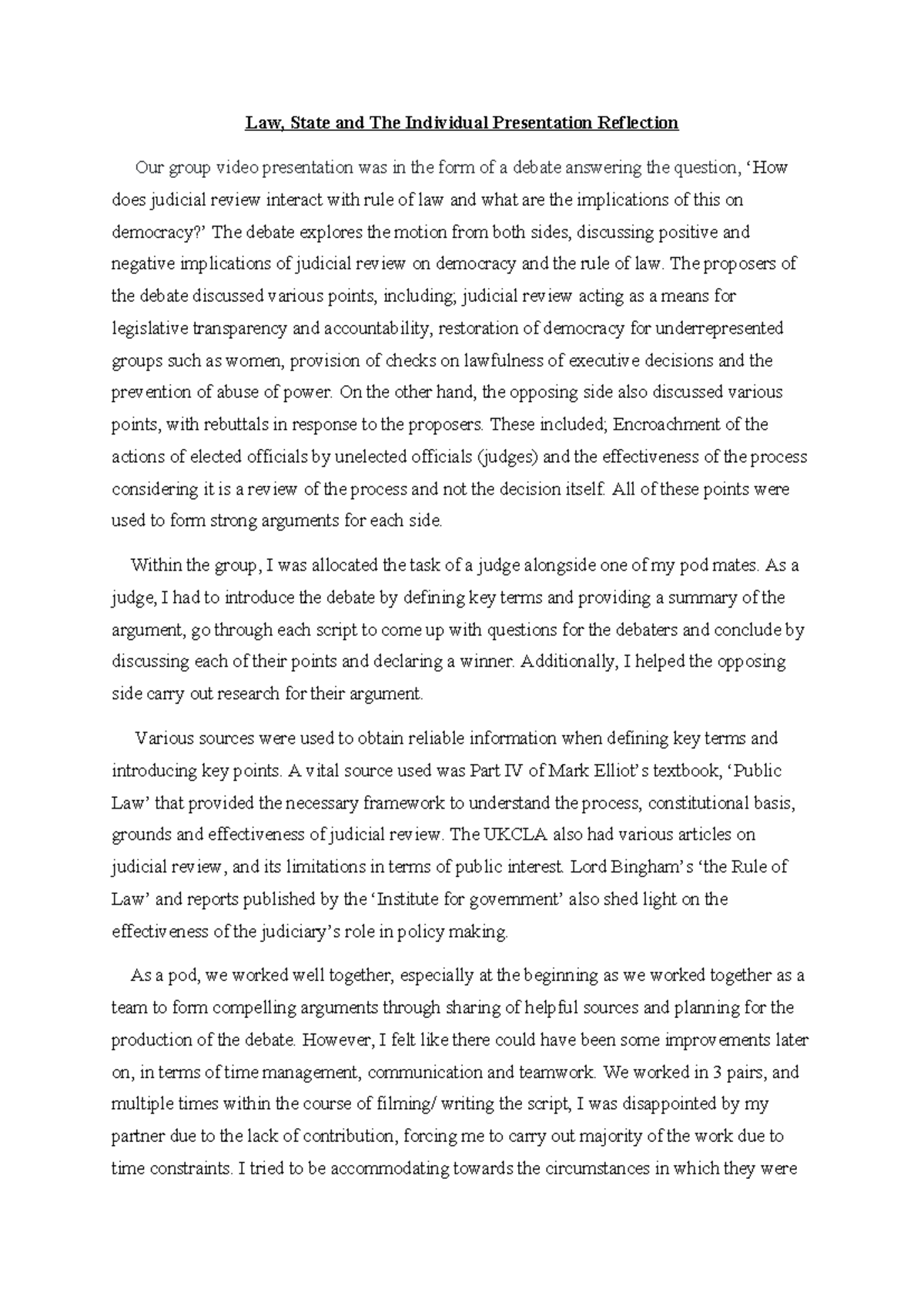 LSI Reflection- JR - Judicial Review - Law, State and The Individual ...