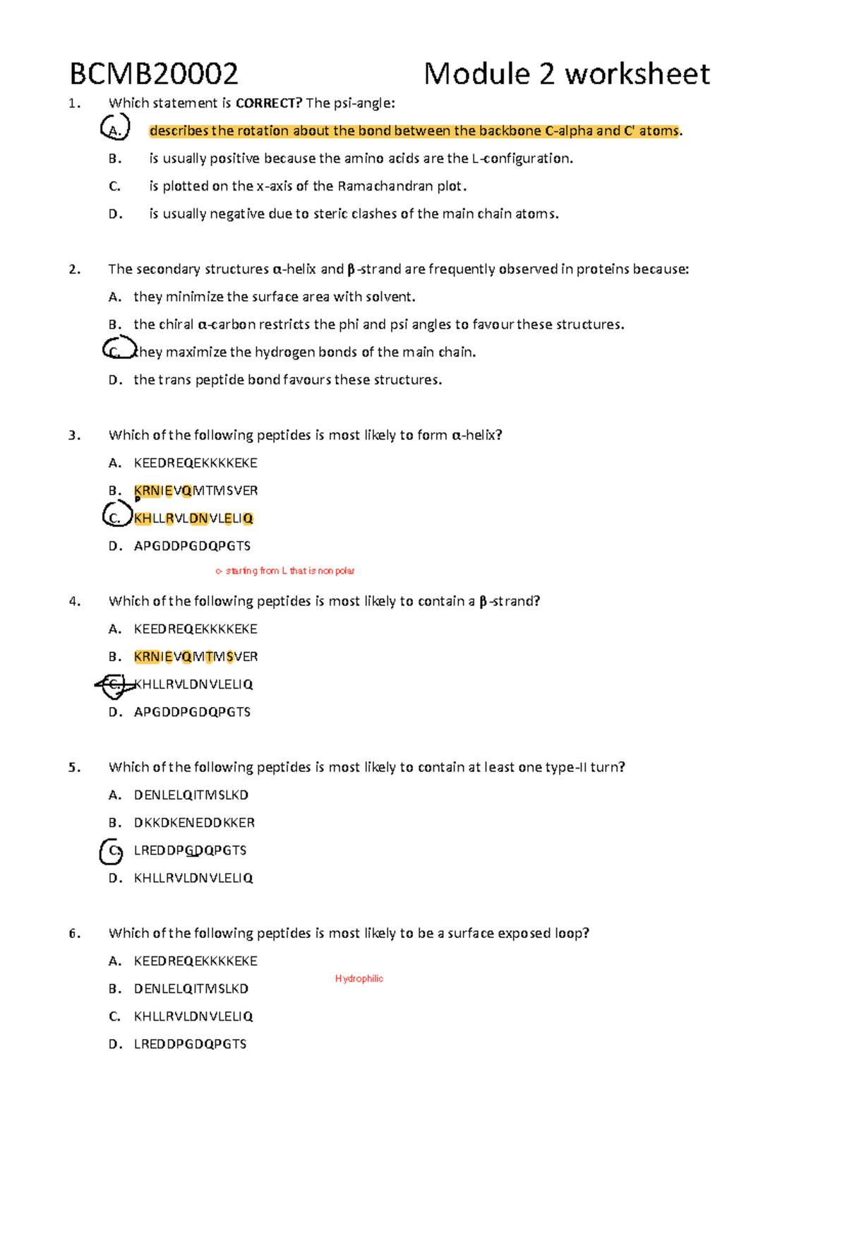 Module 2 Worksheet: Protein Structure and Folding Concepts - Studocu