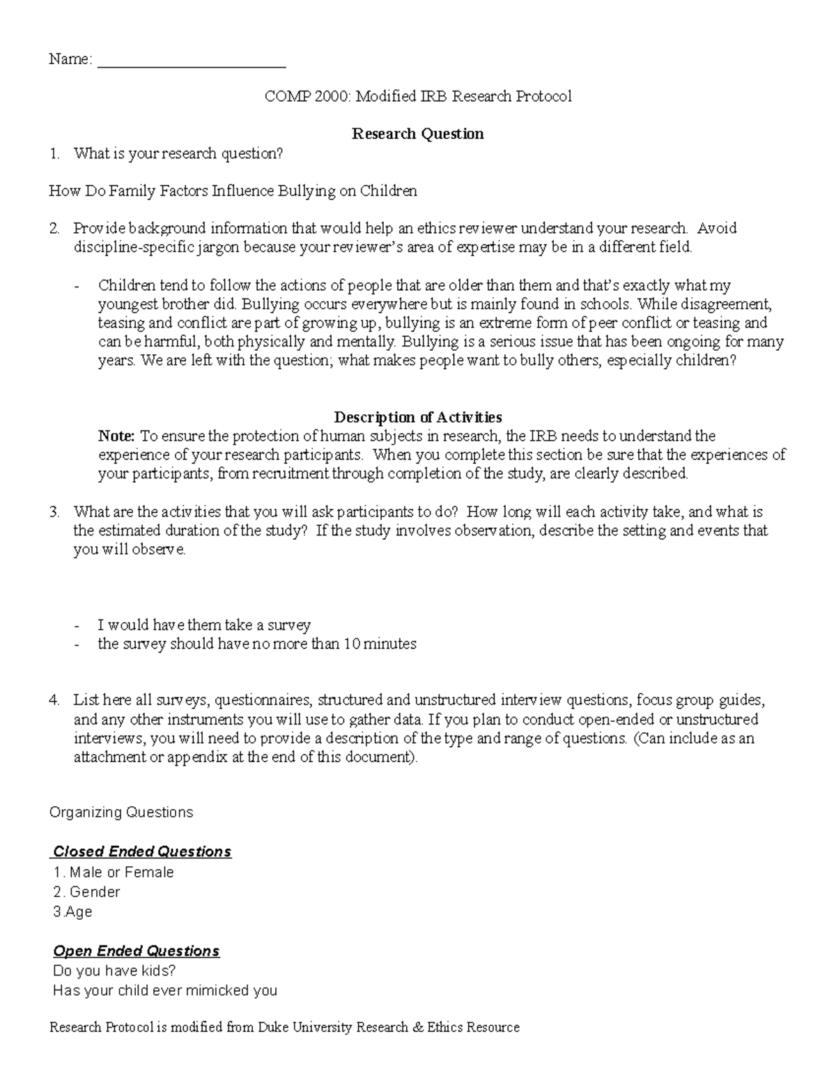 Research+Protocol - research paper classwork assignment - COMP 2000 ...