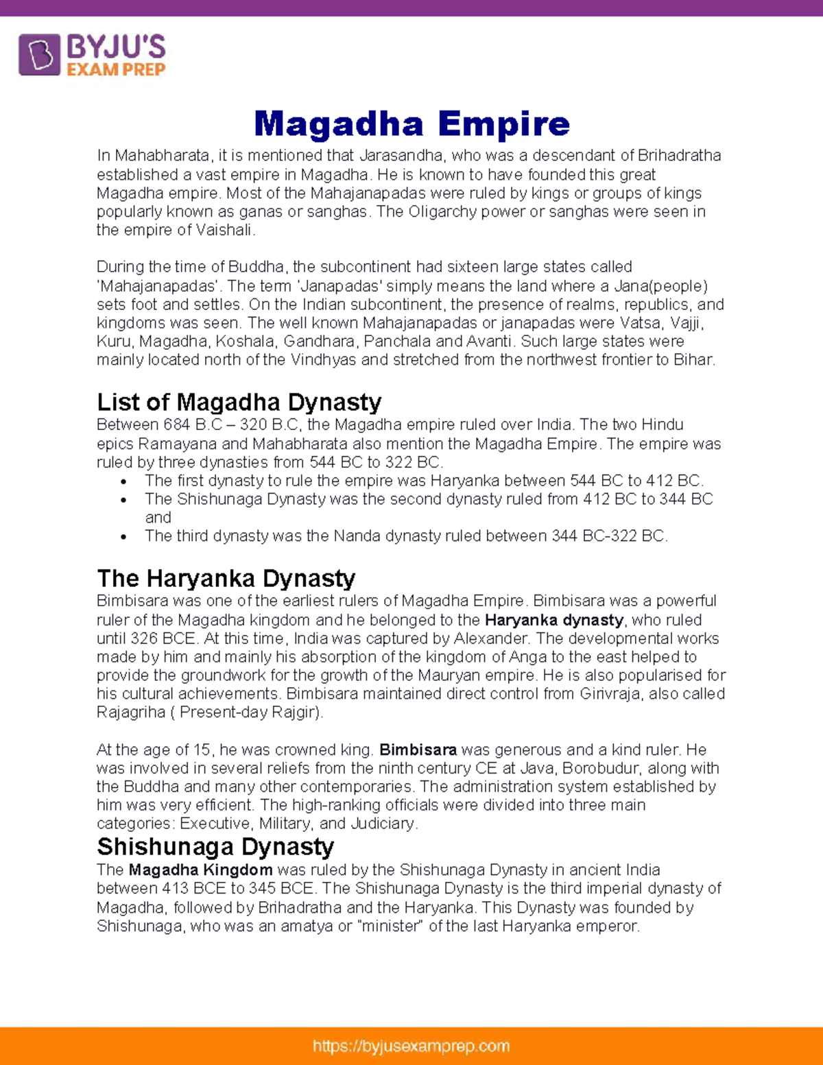 Magadha Empire UPSC Study Notes: Key Dynasties and Rise Factors - Studocu