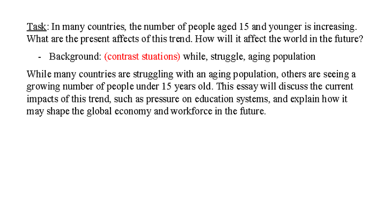 writing intro ielts - Task: In many countries, the number of people ...