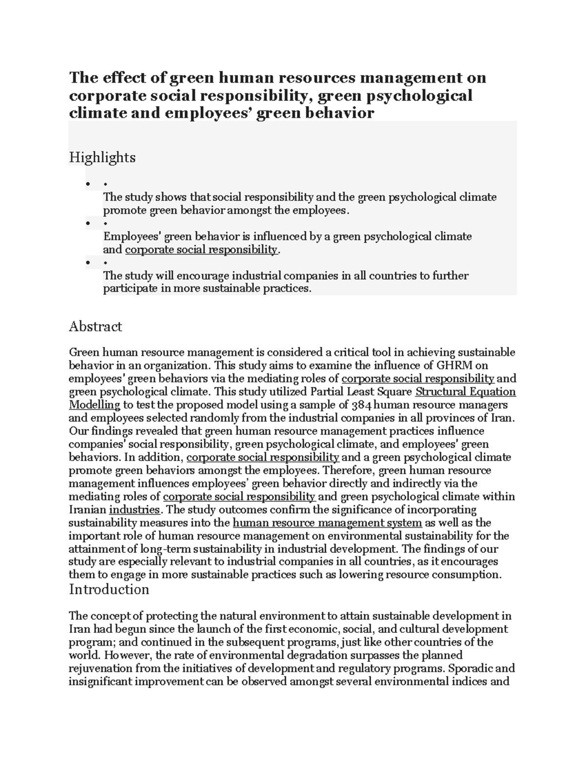 The effect of green human resources management on corporate social ...