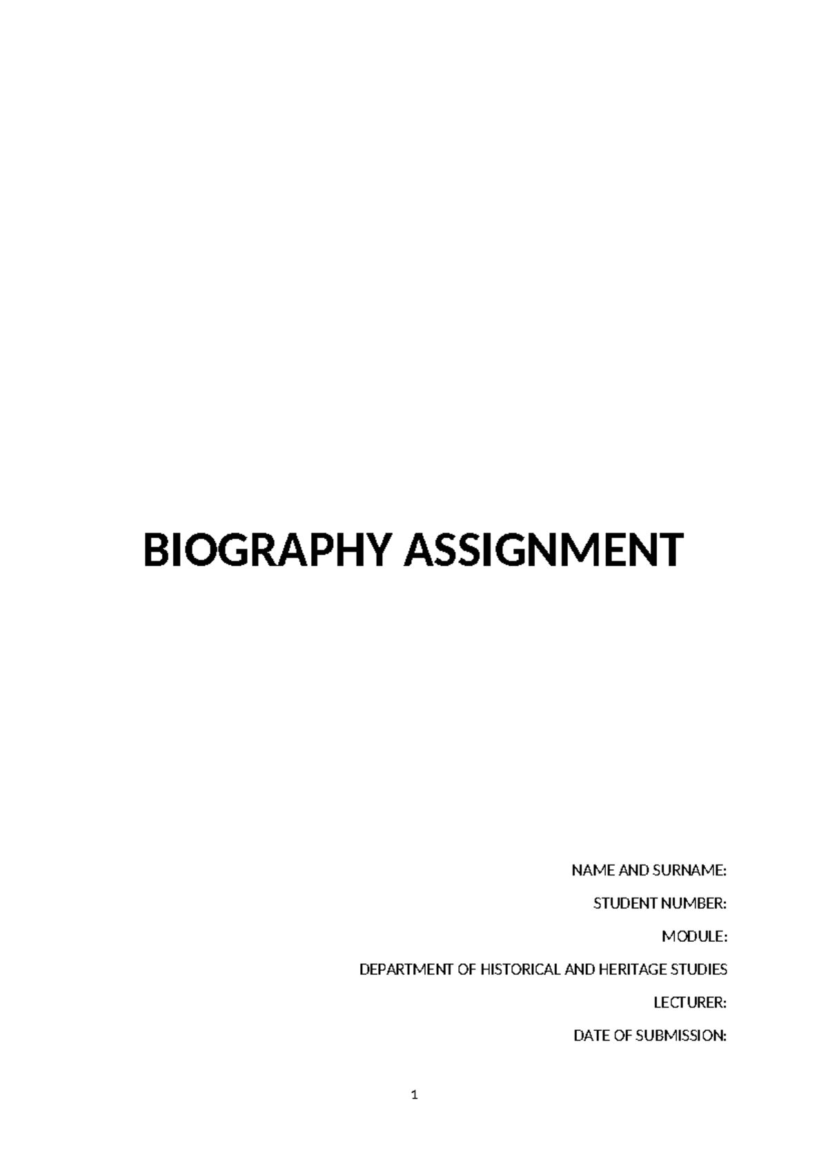 BIO 101: Biography Assignment on Walter Max Ulyate Sisulu - Studocu