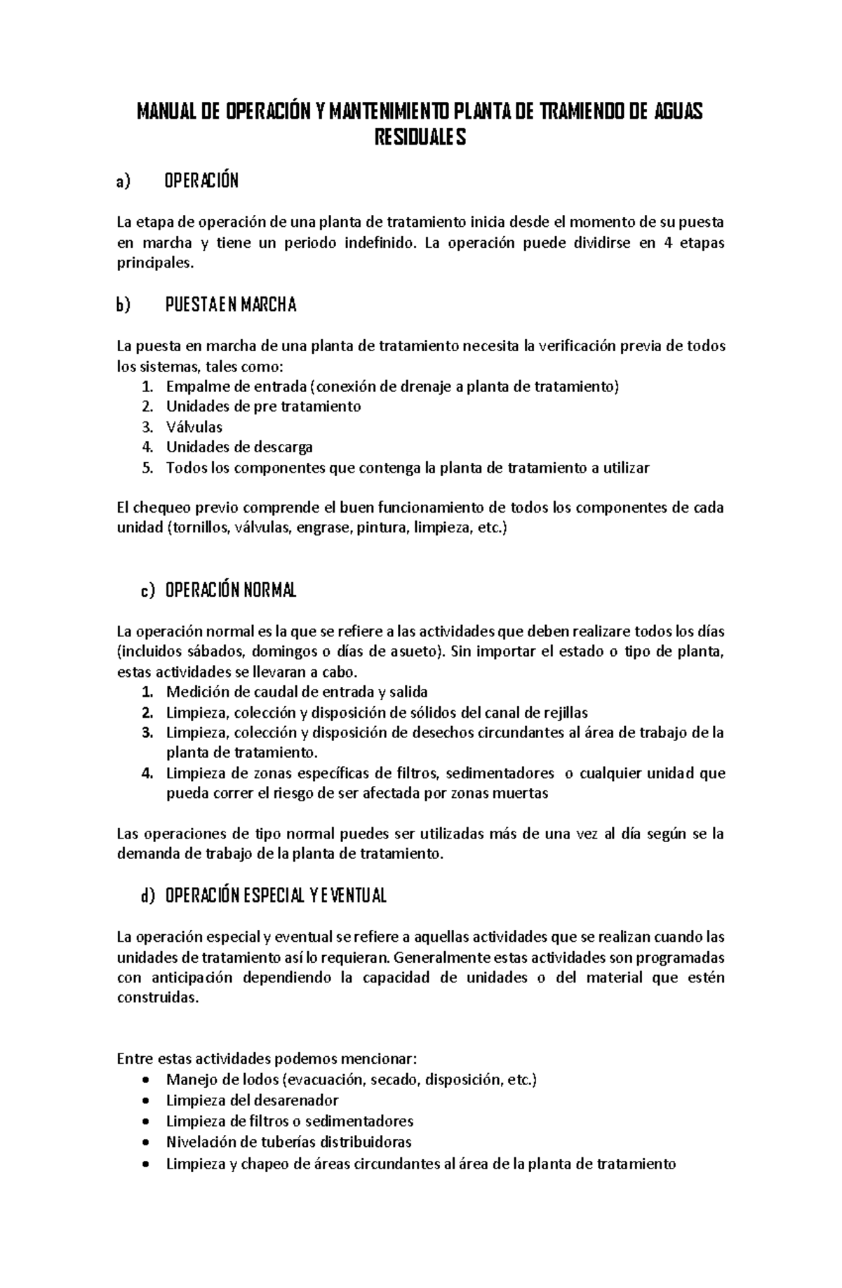 Manual de Operación y Mantenimiento de Plantas de Tratamiento de Aguas ...