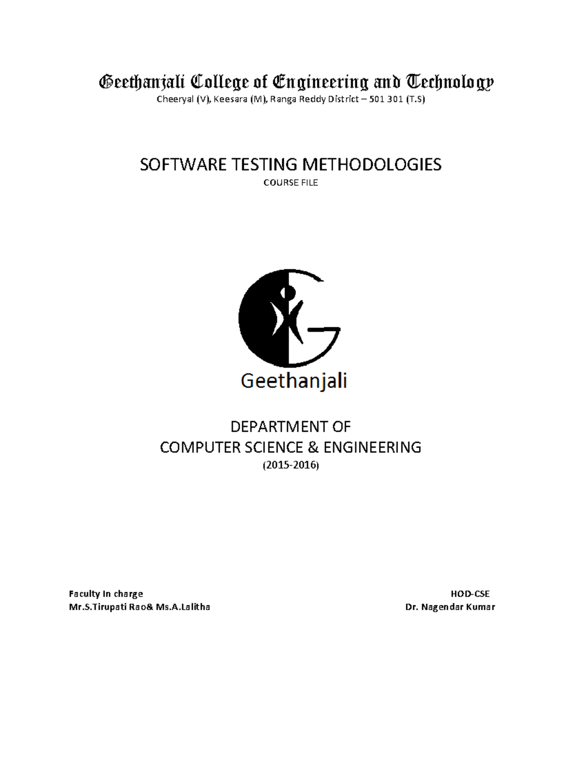 Software testing methodologies course file - CO 402 - Studocu