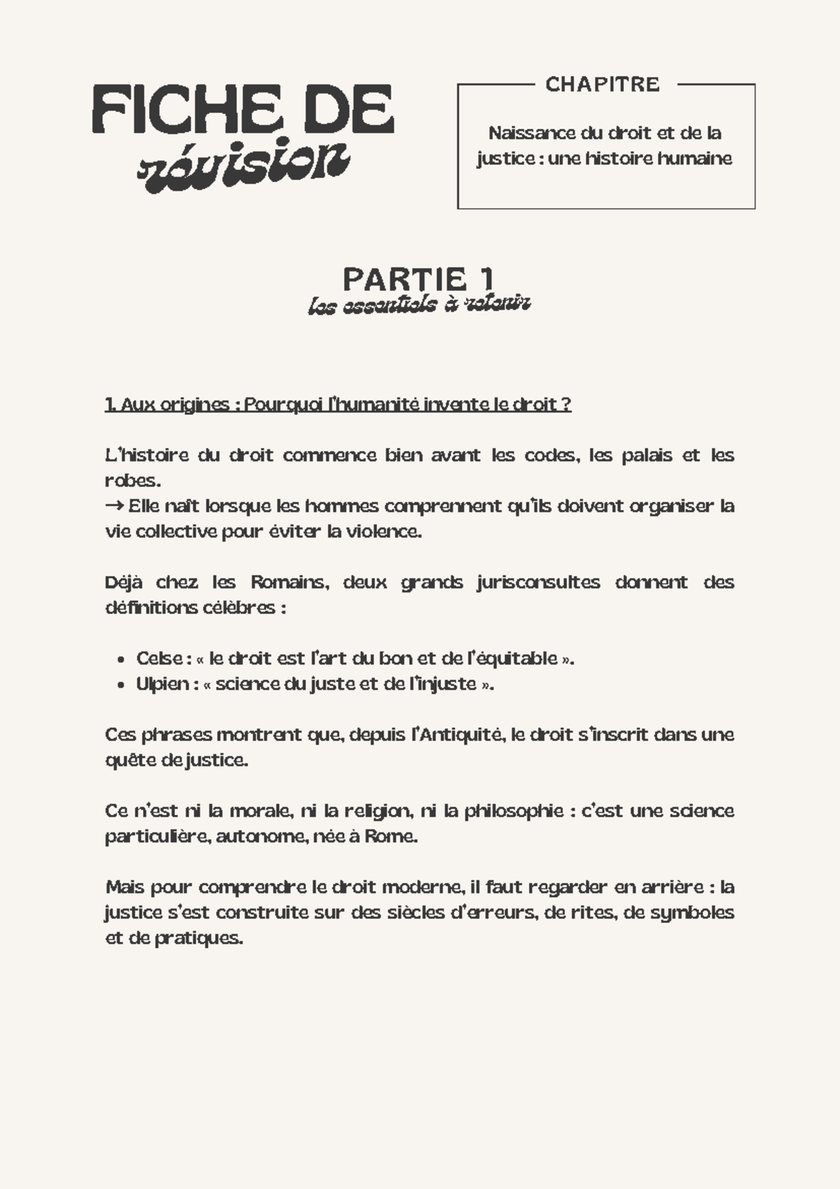 FICHE DE RÉVISION S1 : Grands Procès et Évolution de la Justice - Studocu