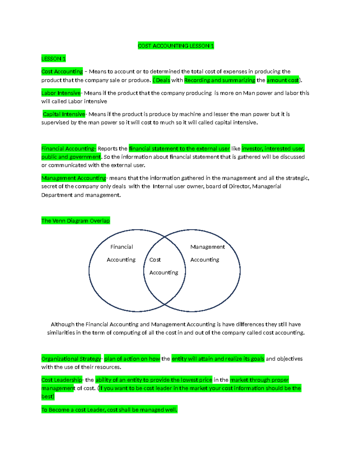 COST Accounting Lesson 1: Understanding Cost Components and Management ...