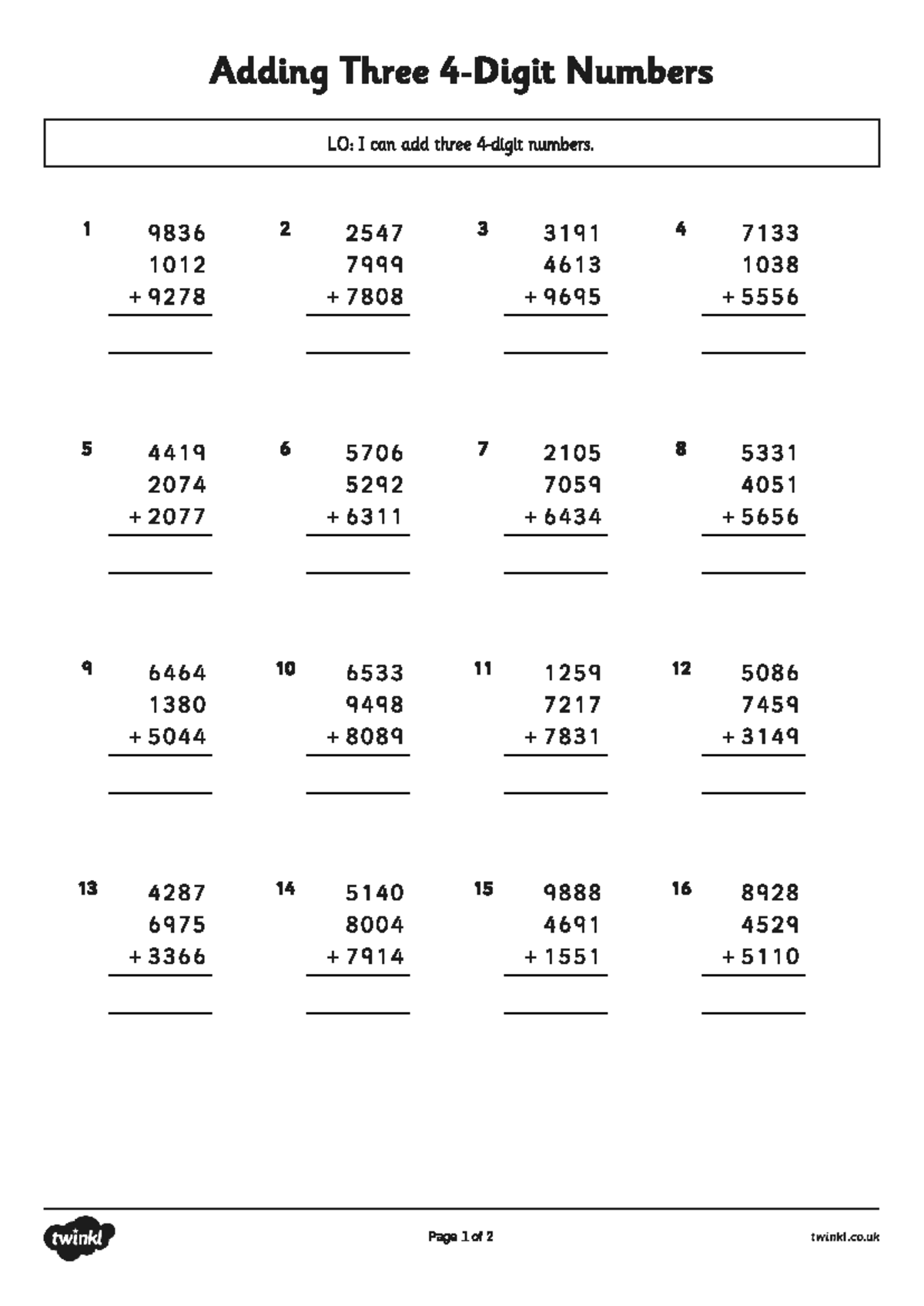 Adding Three Numbers Revision Notes for LO: I Can Add Three Numbers ...