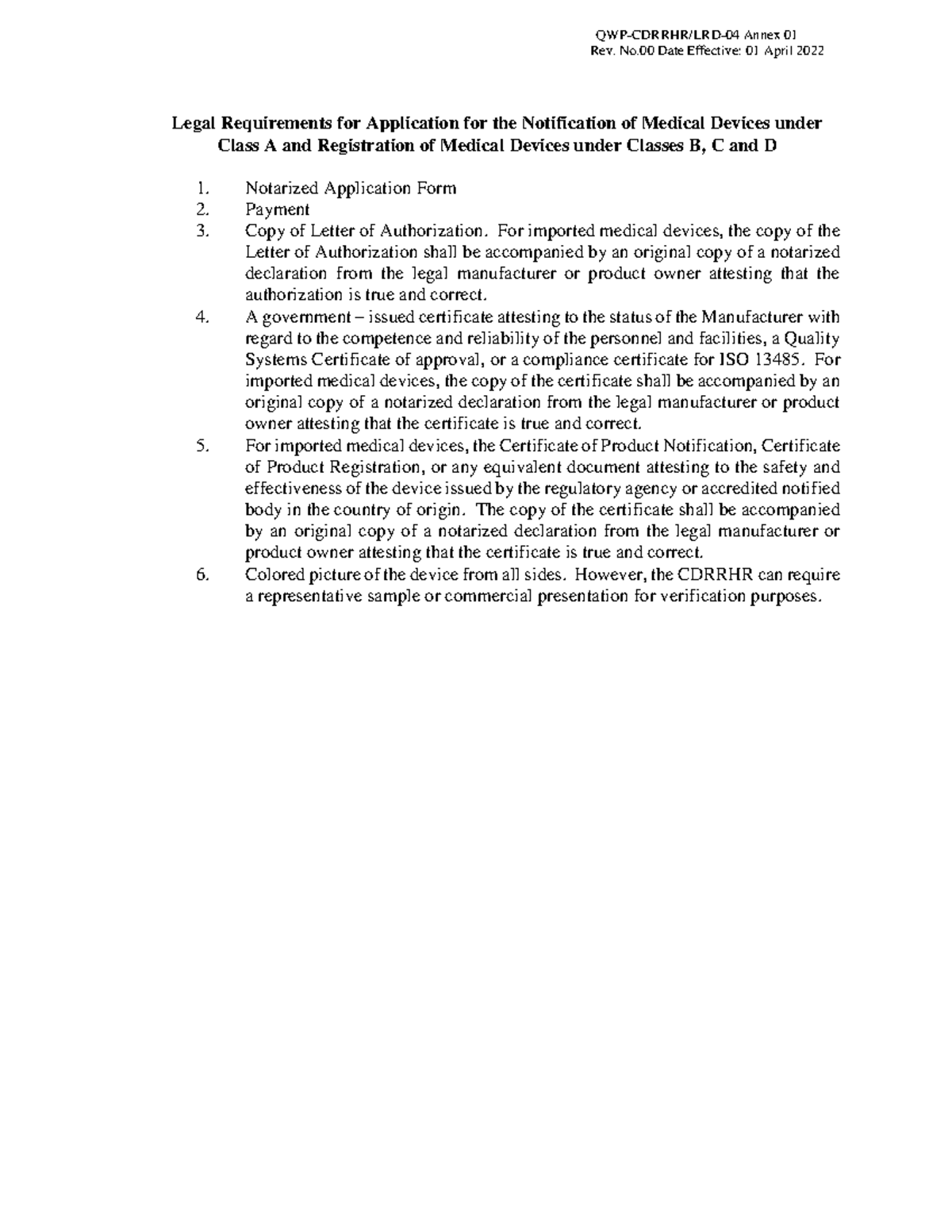 Legal Requirements for Medical Device Notification & Registration (LRD ...