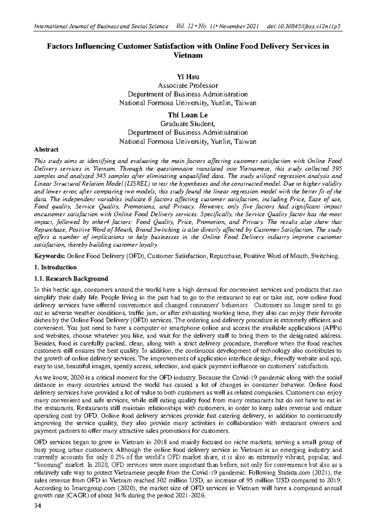 Factors Influencing Customer Satisfaction in Online Food Delivery ...