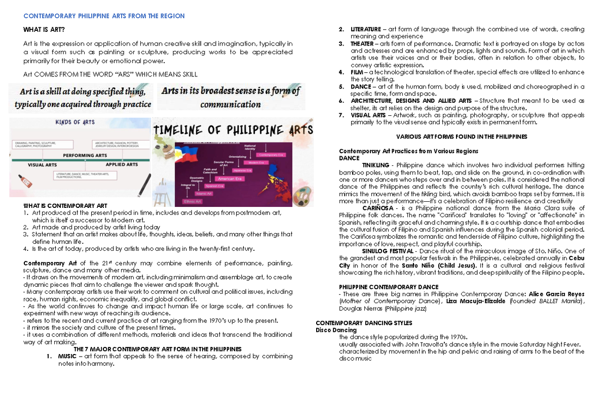 CPAR Handouts: Contemporary Philippine Arts Overview - Studocu