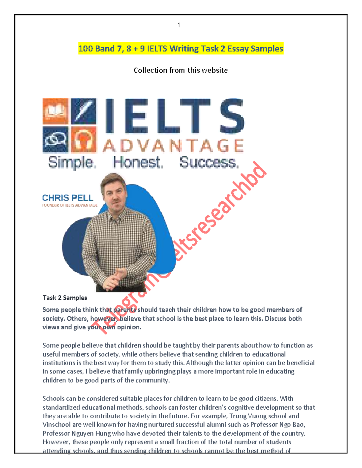 IELTS Writing Task 2: 100 Band 7 Essay Samples Collection - Studocu