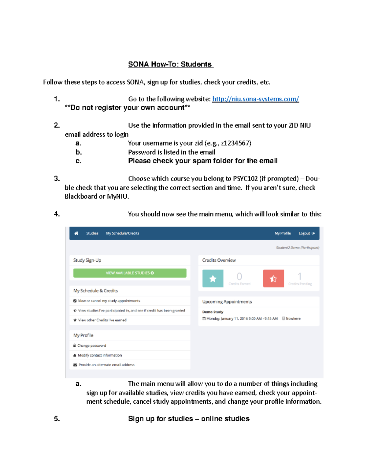 SONA How-To Guide for PSYC102: Accessing Research Opportunities - Studocu