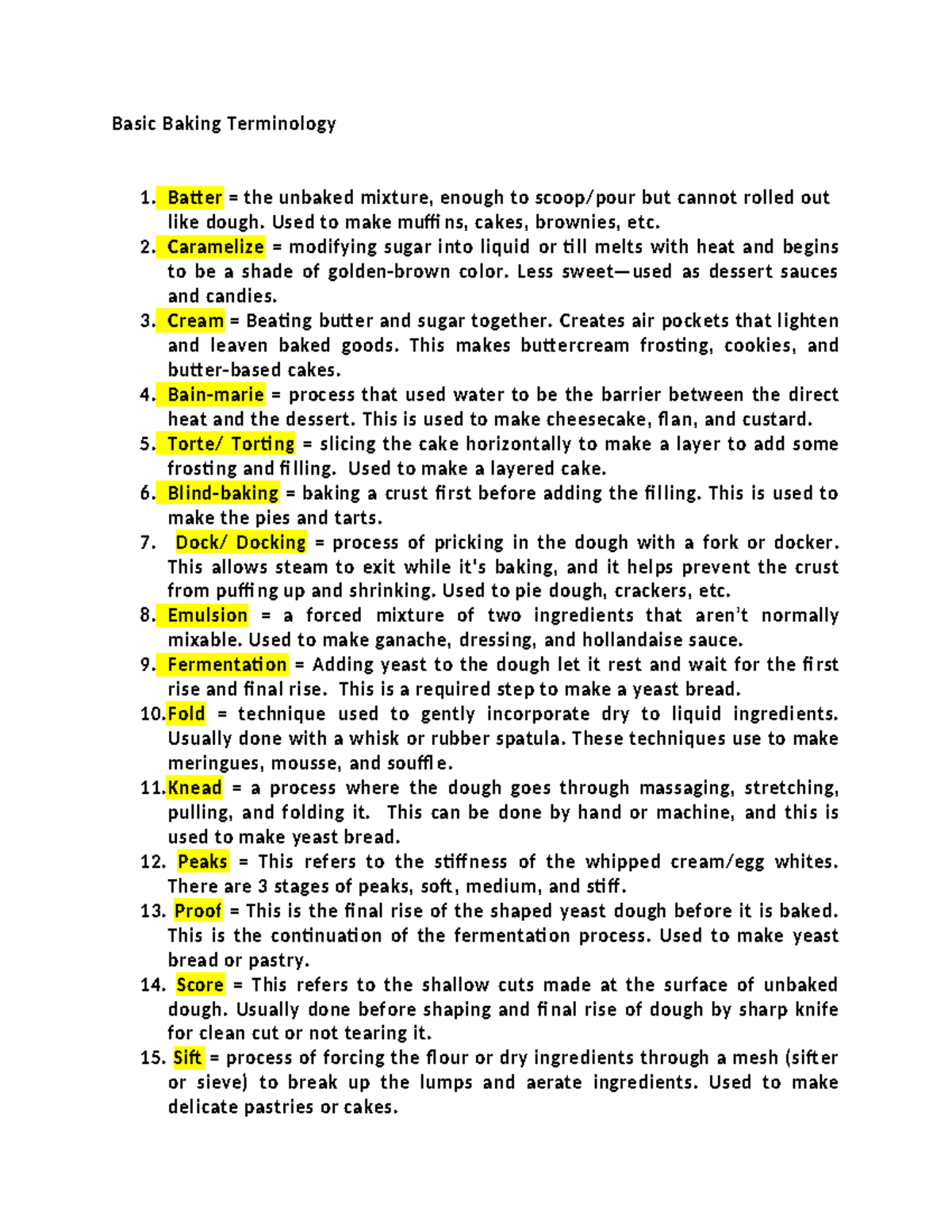 Basic Baking Terminology - Batt er = the unbaked mixture, enough to ...
