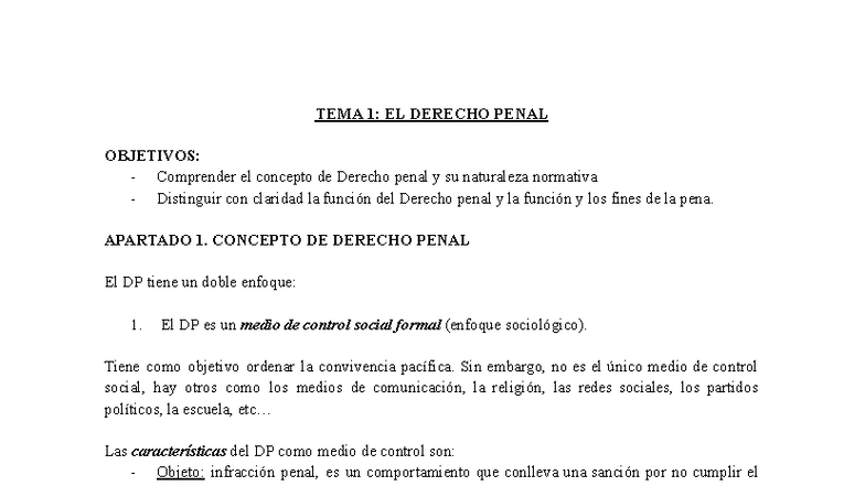 TEMA 1: CONCEPTO Y FUNCIÓN DEL DERECHO PENAL - PENAL GENERAL-3 - Studocu