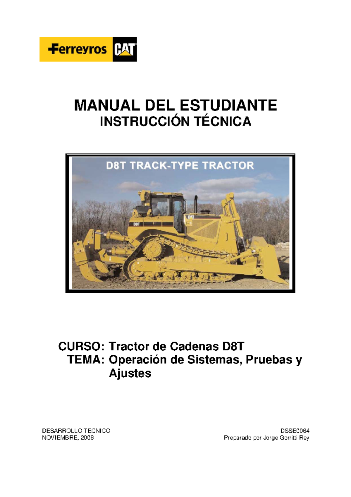 Manual del Estudiante D8T: Operación y Sistemas del Tractor de Cadenas - Document Preview