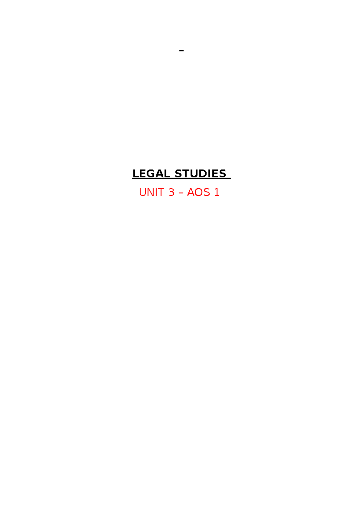 Legal Studies AOS 1: Key Concepts and Roles in Criminal Justice - Studocu