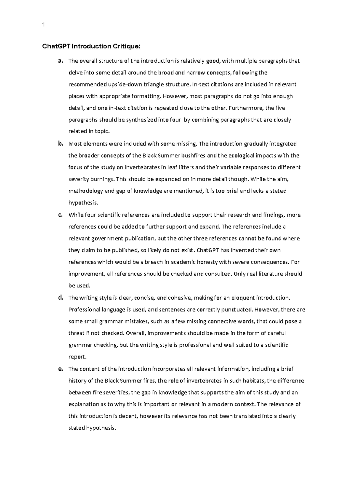 Biodiversity Report on Invertebrate Responses to Black Summer Fires (BIOL1006) - Document Preview