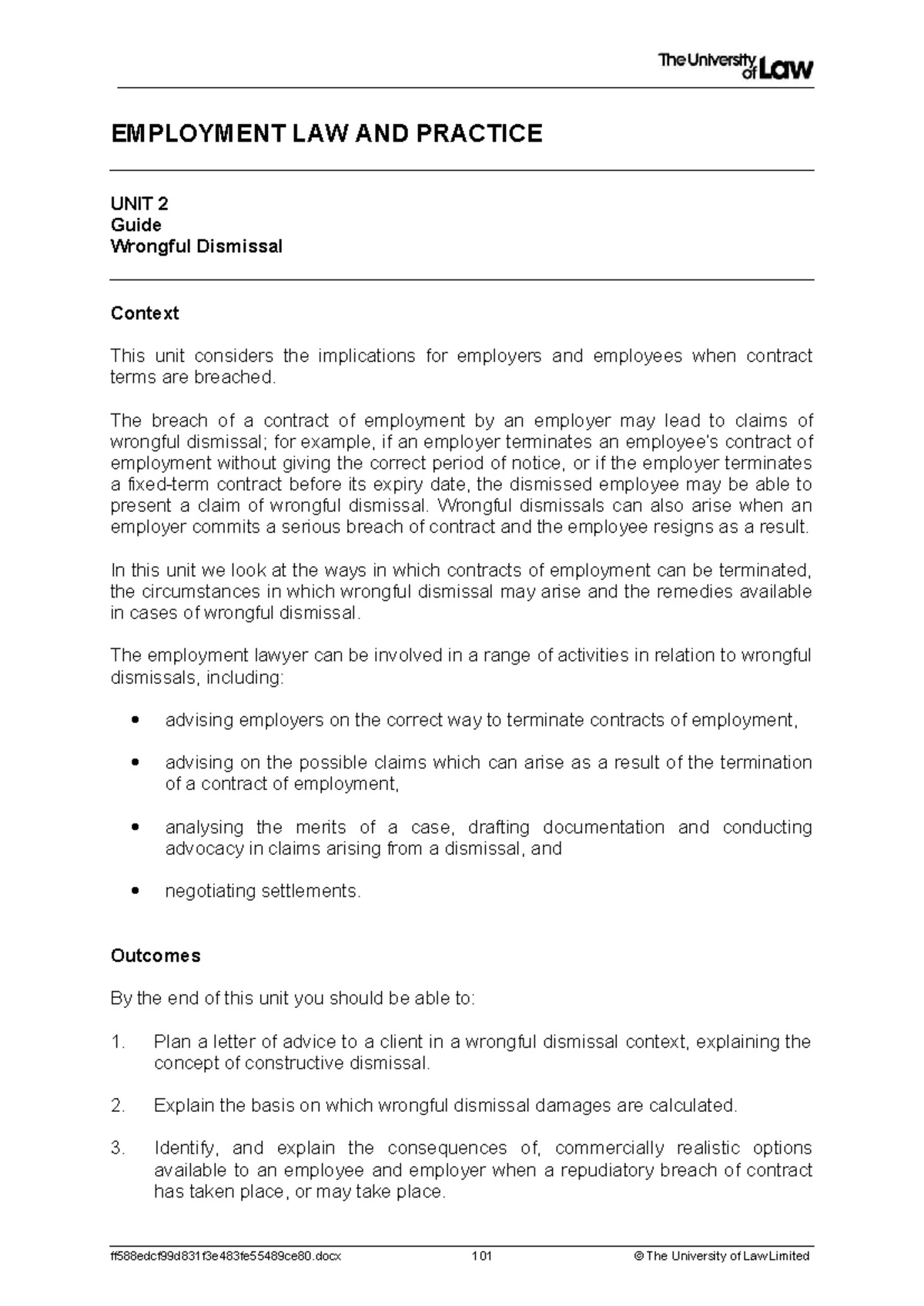 EMPLOYMENT LAW AND PRACTICE UNIT 1: Employment Relationship Guide - Studocu