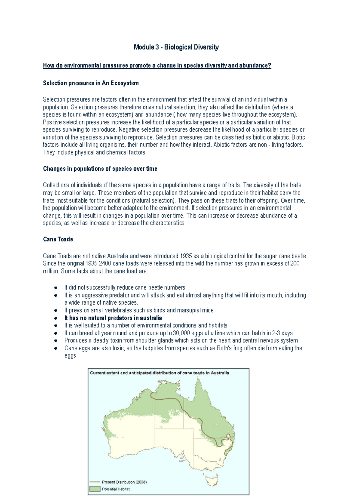 Module 3 & 4 2025 Biology: Selection Pressures & Species Diversity ...