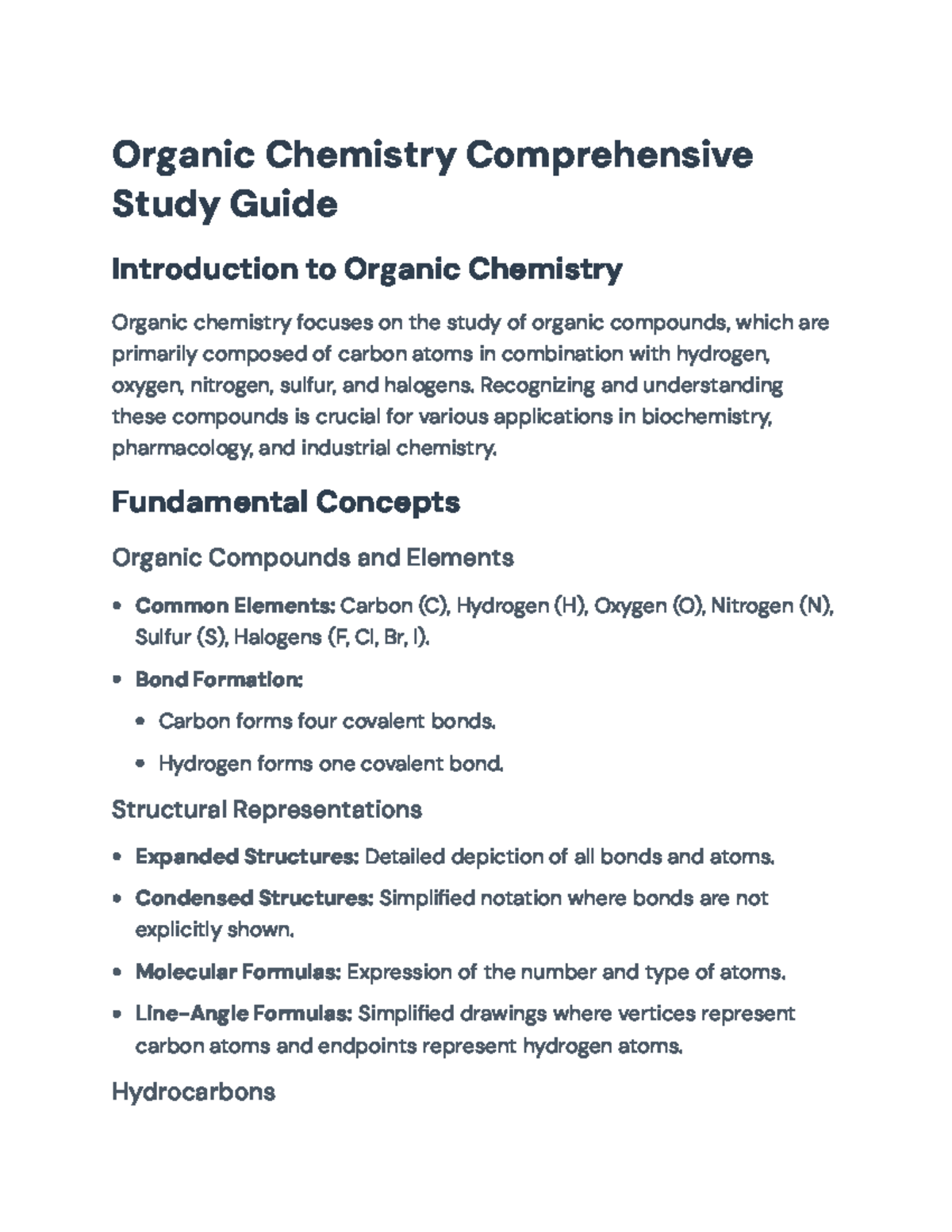 Organic Chemistry Study Guide: Comprehensive Overview and Key Concepts ...