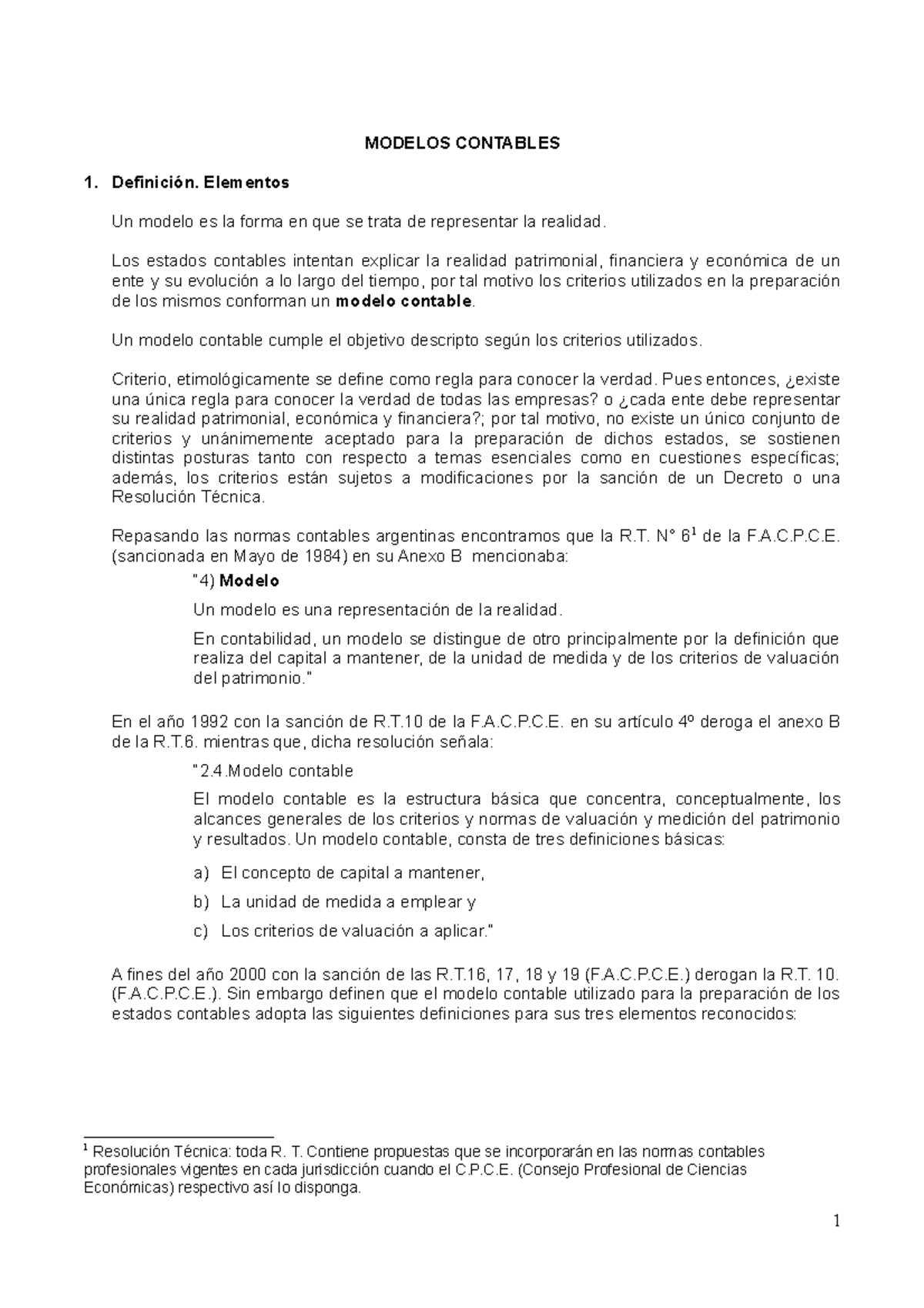 Modelos Contables: Capital y Medición Según Normas Argentinas - Studocu