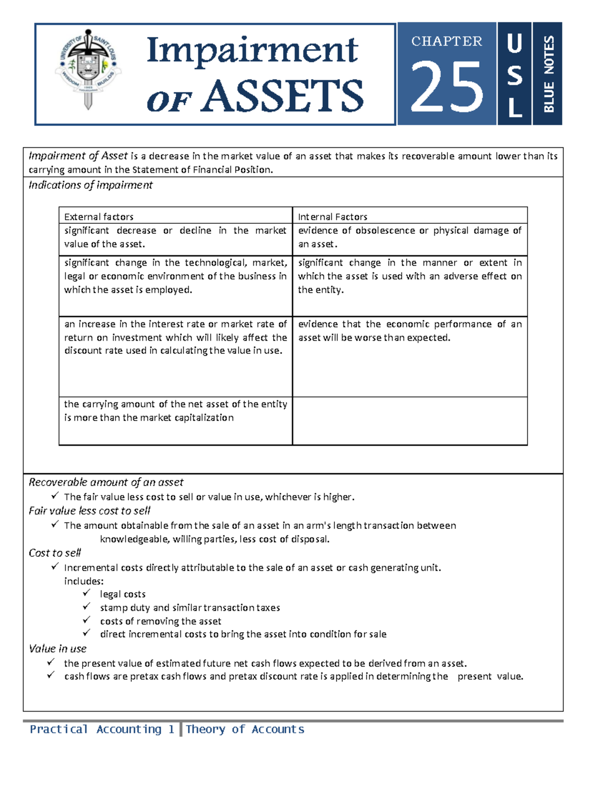 25. Impairment of Assets - Practical Accounting 1 Theory of Accounts 25 ...