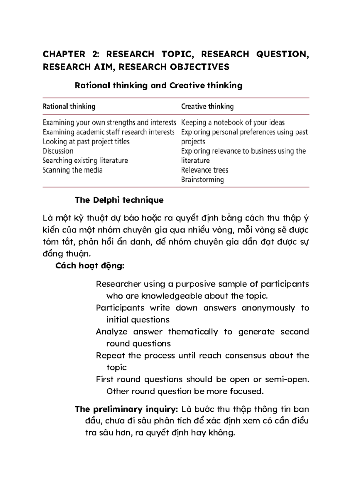 Chapter 2: Research topic, question, aim, and objectives analysis - Studocu