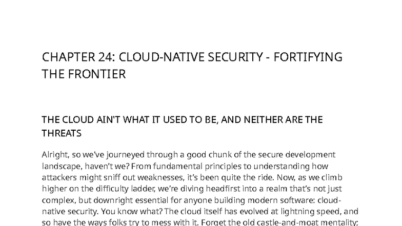 Secure Coding Practices Chapter 24 - CHAPTER 24: CLOUD-NATIVE SECURITY ...