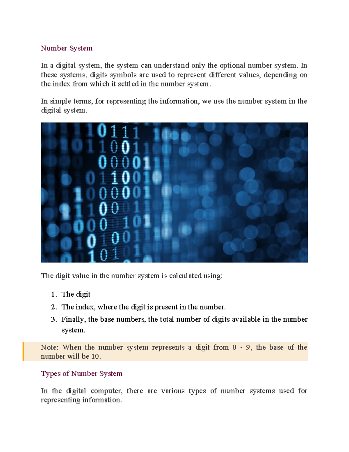 Number system - Here I provide my lecture - Number System In a digital ...