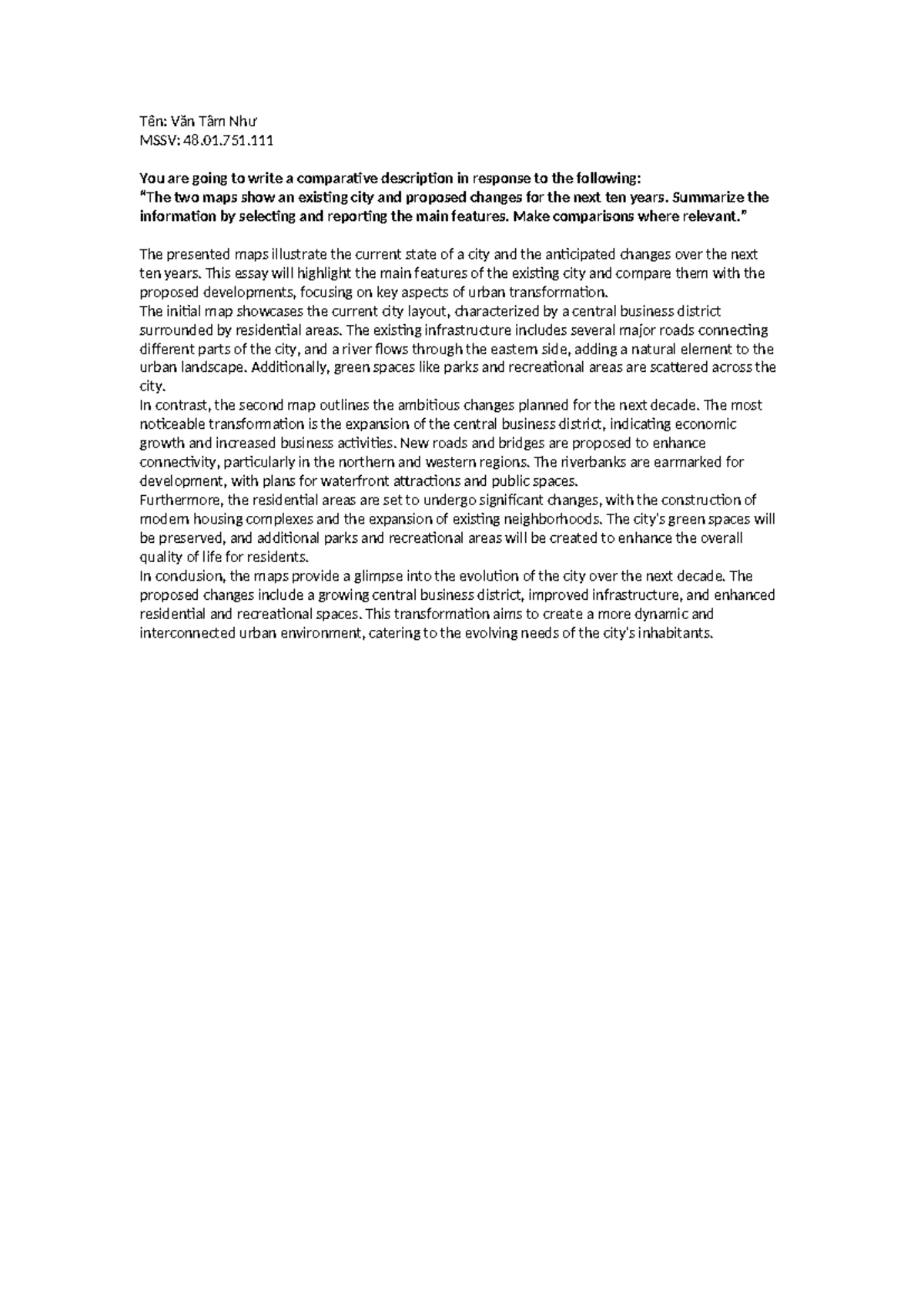 Comparison of Current and Future City Development (Writing Practice 5 ...