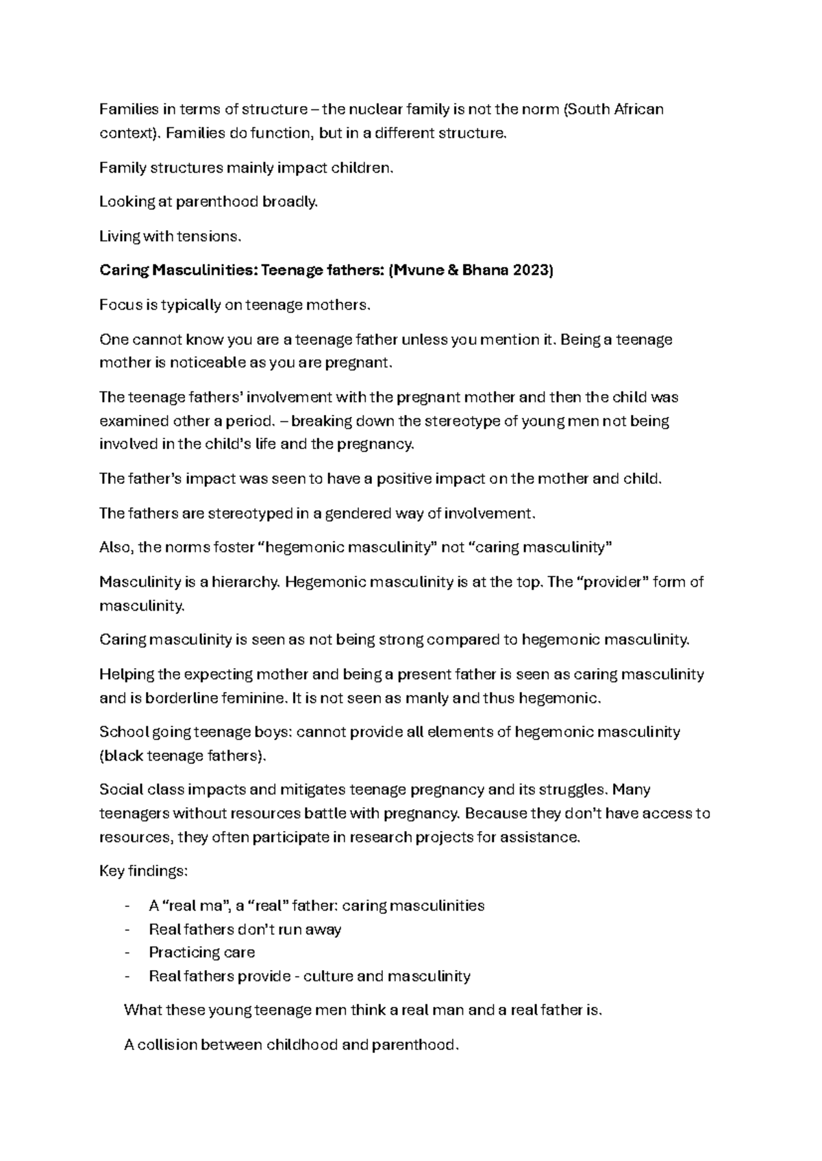 SOC 120 - Caring Masculinities & Motherhood: A South African ...