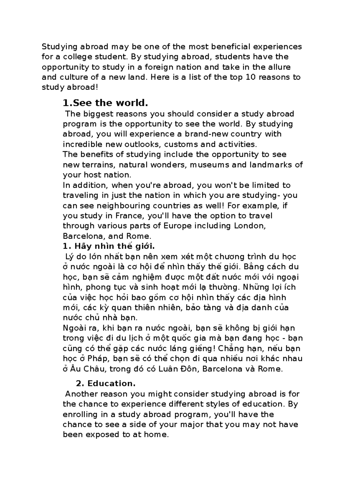 Top 10 Reasons to Study Abroad - GIL - Studocu