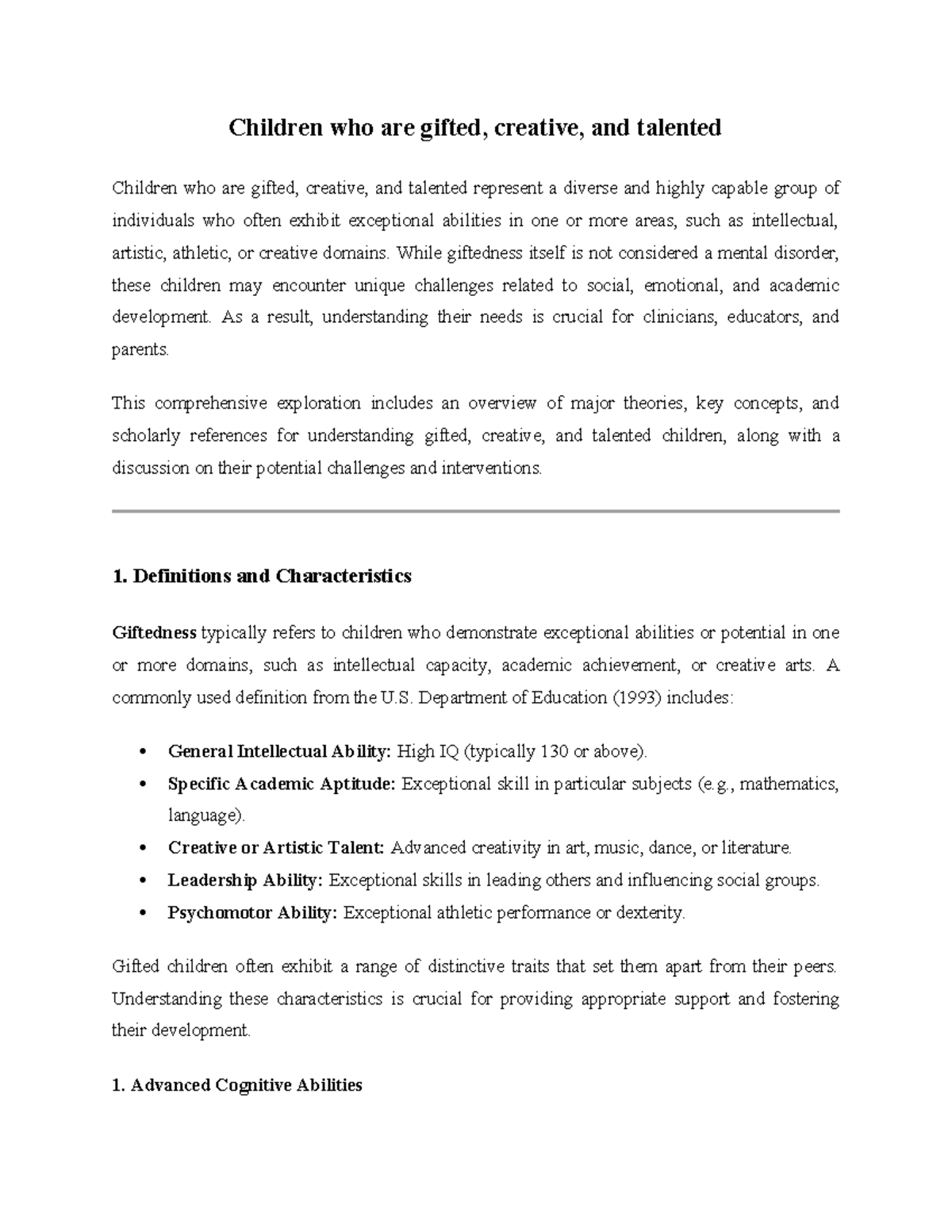 Understanding Gifted, Creative, and Talented Children: A Comprehensive ...