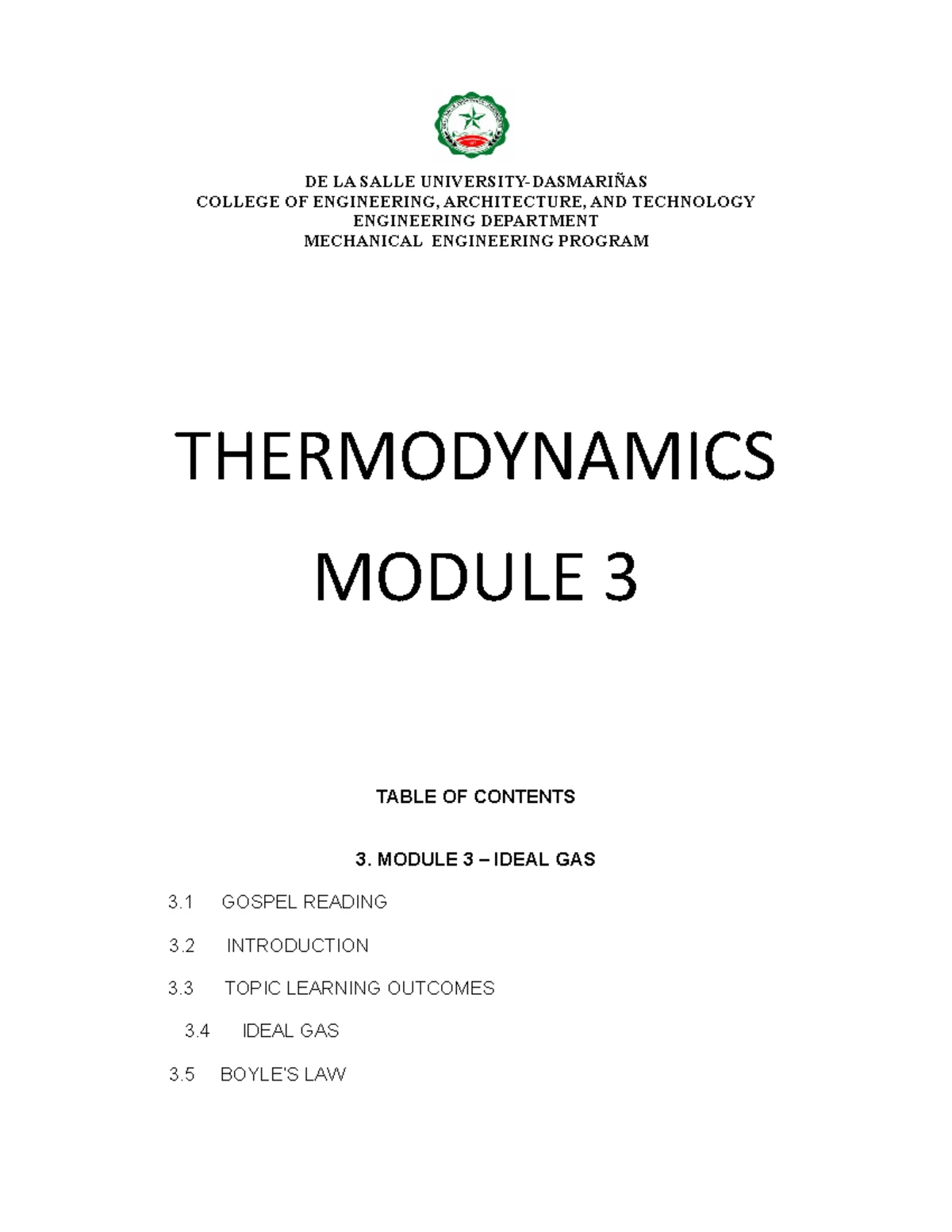 ME 101: Module 2 - Basic Thermodynamics Overview - Studocu