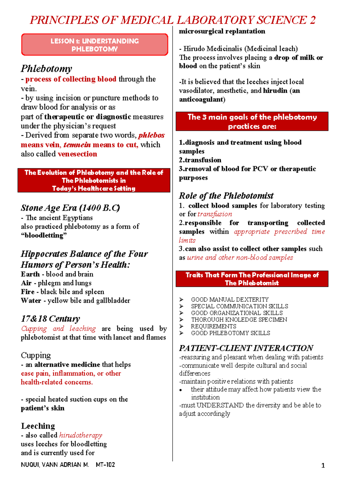 PMLS2 Reviewer 1 5 - Phlebotomy process of collecting blood through the ...