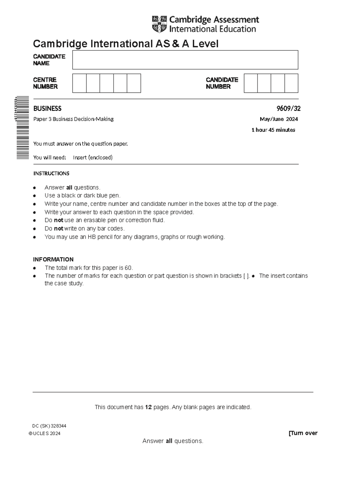 Business Paper 3 - AS A Level Business 2024 Exam Notes - Studocu