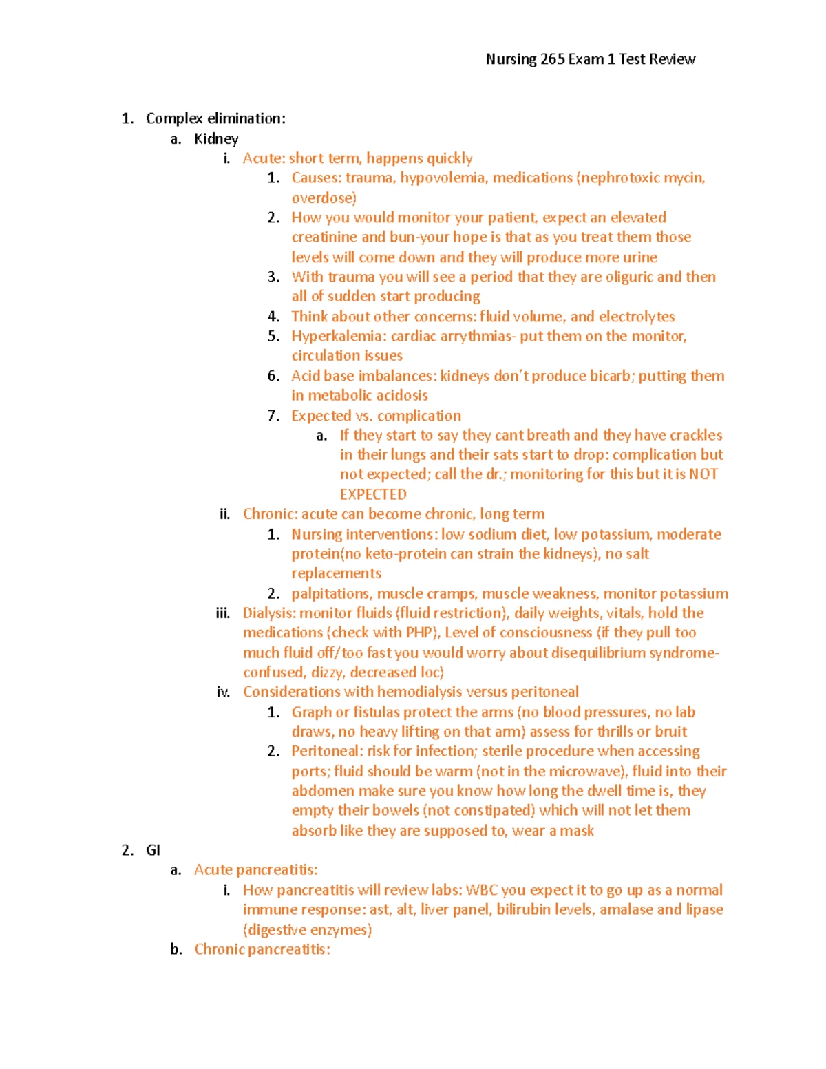 Lecture Notes part 2 - Advanced med surg - Lecture Notes 1/23/ 719 ...
