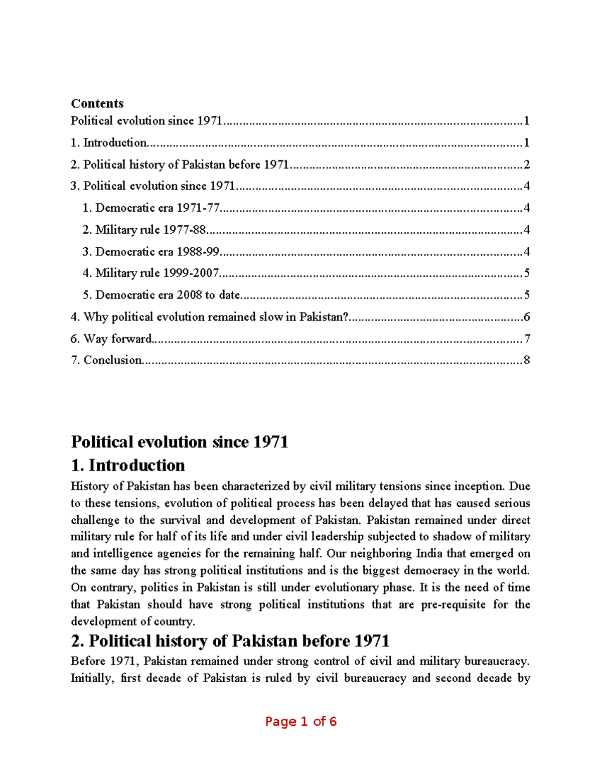 Political Evolution of Pakistan: Insights from 1971 to Present - Studocu