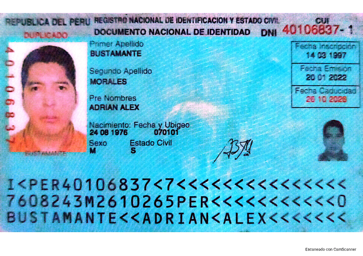 Análisis del Documento Nacional de Identidad (DNI) en Perú - Studocu