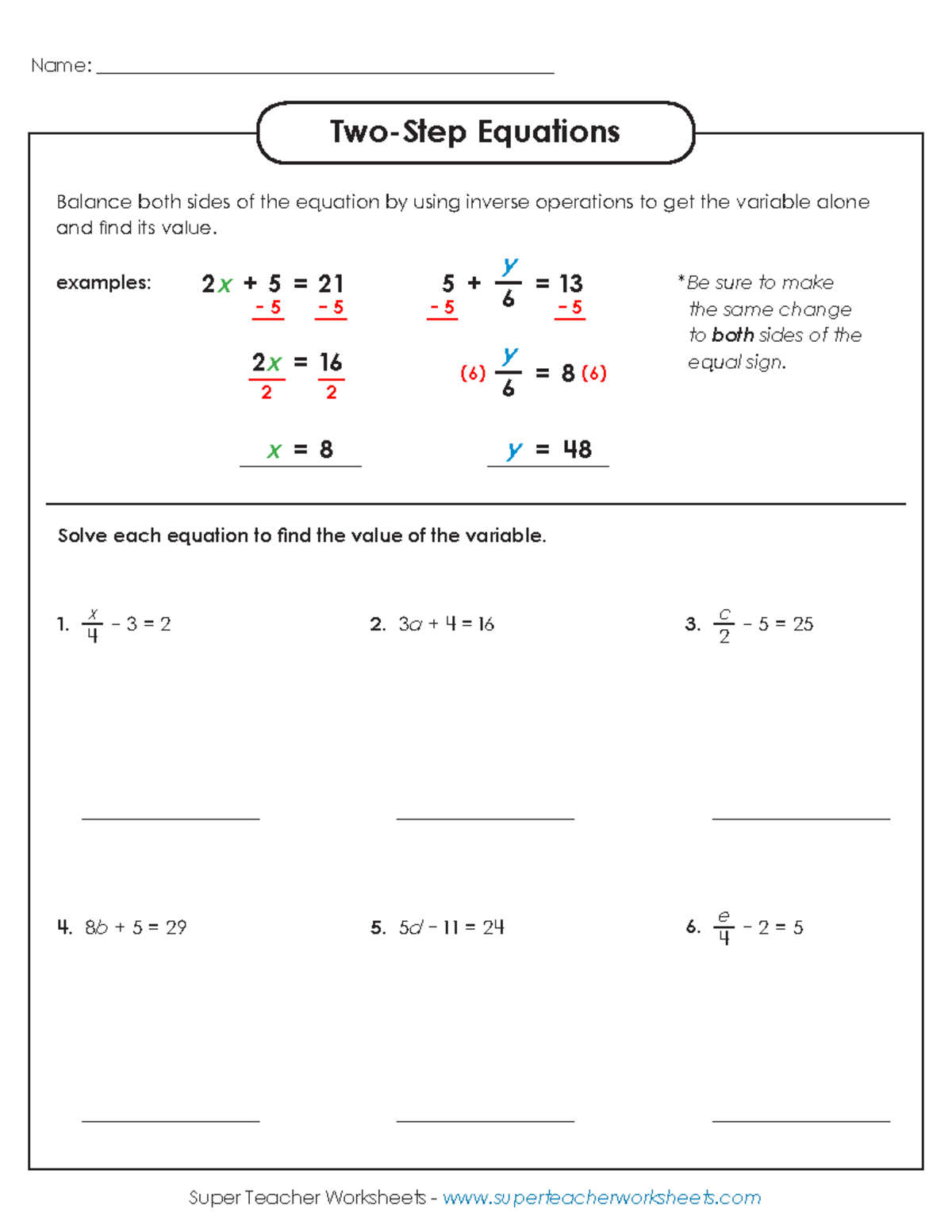 Two-step Equations Guided Notes for Math 101 - Studocu