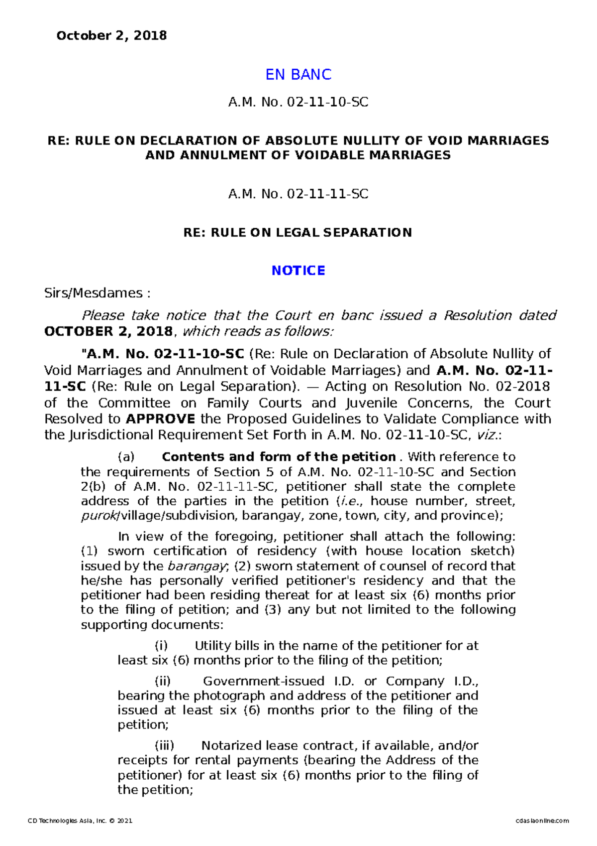 2018 Notice on the Rule on Declaration of Absolute Nullity of Void ...