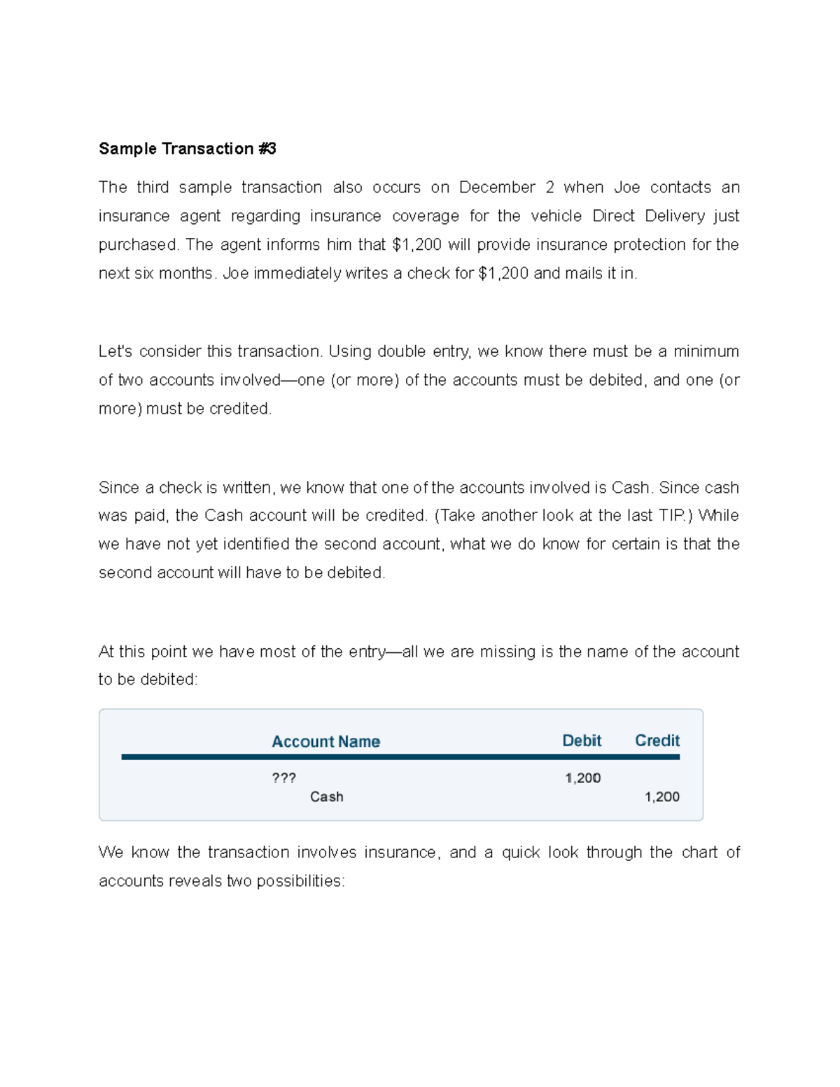 Sample Transaction 3 - basic accounting - Sample Transaction # The ...